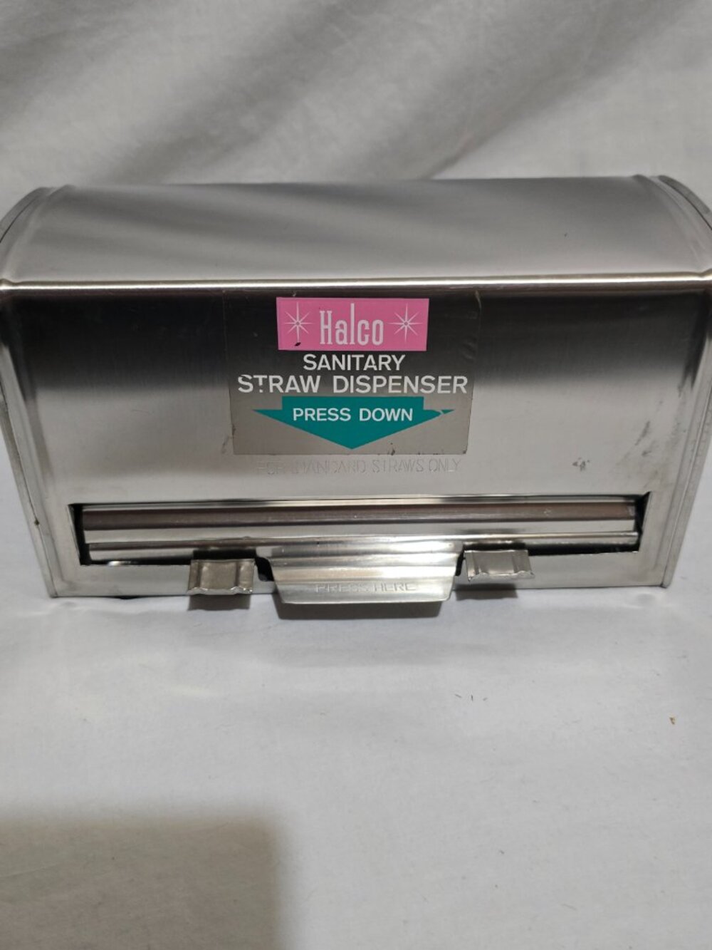 Vtg HALCO SS Sanitary Straw Dispenser - STANDARD STRAWS